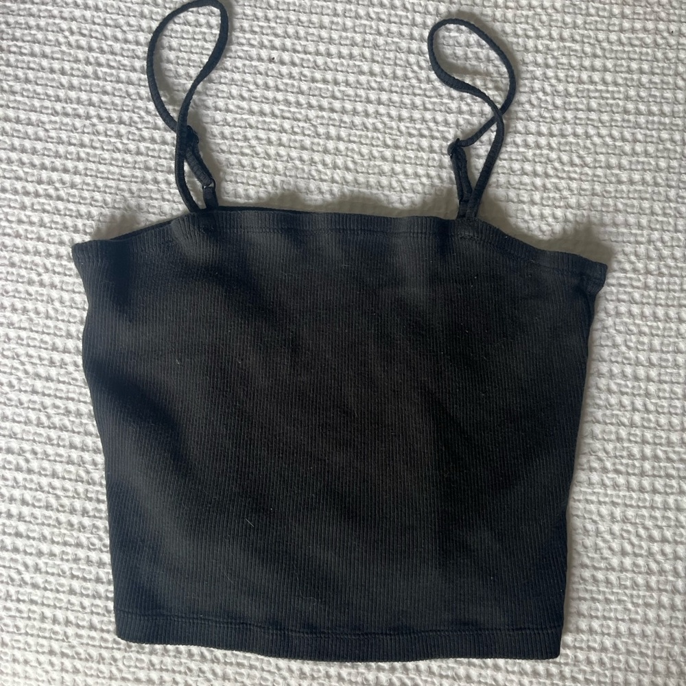 Aerie Black Ribbed Camisole Top